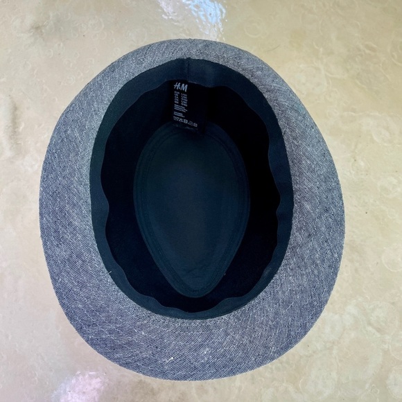 H&M Grey & Black Fedora Hat – Linen & Cotton Blend – Size L (60) - Picture 5 of 7